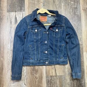 Levi's Trucker Denim Jacket Womens Small Dark Wash Original Riveted Classic Blue